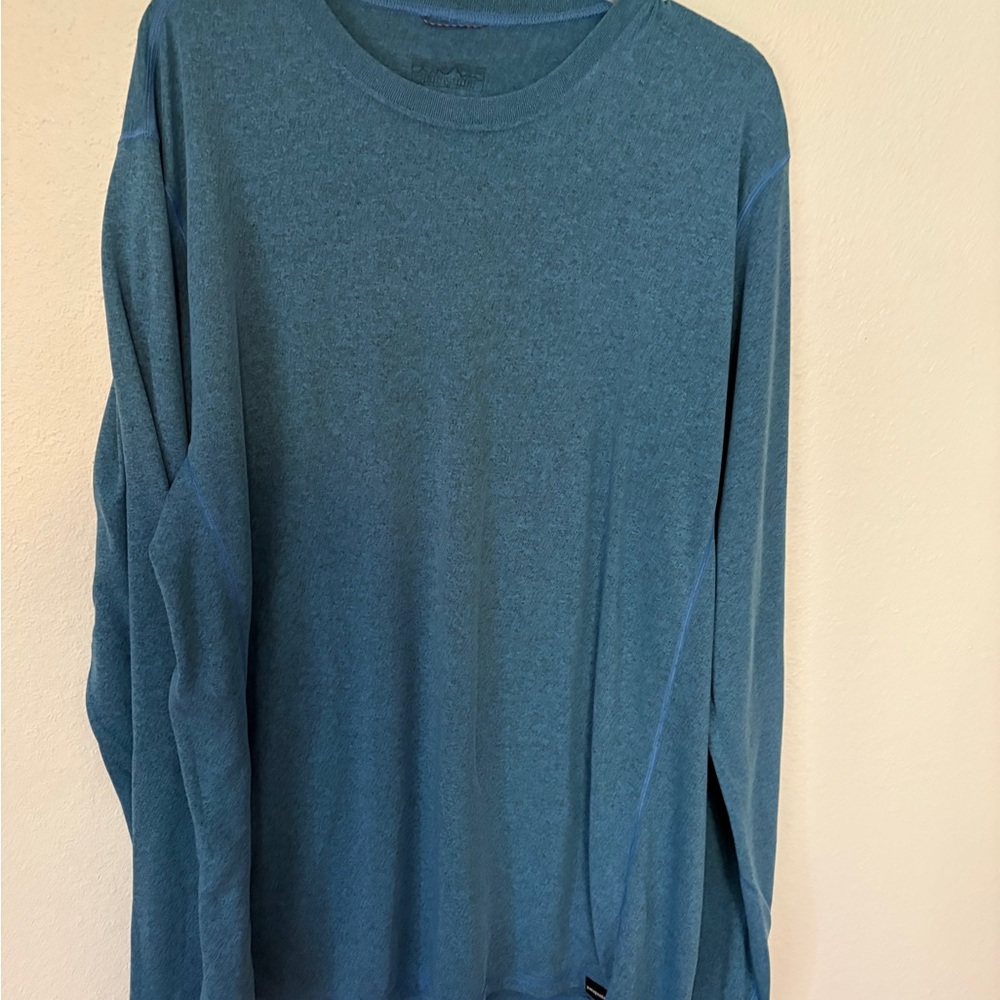 Patagonia Heather Teal Crewneck Tee with Contrast Loop